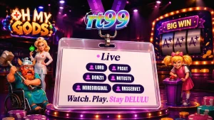 Tampilan antarmuka game slot interaktif dari DELULU Gaming yang sedang dimainkan oleh streamer.